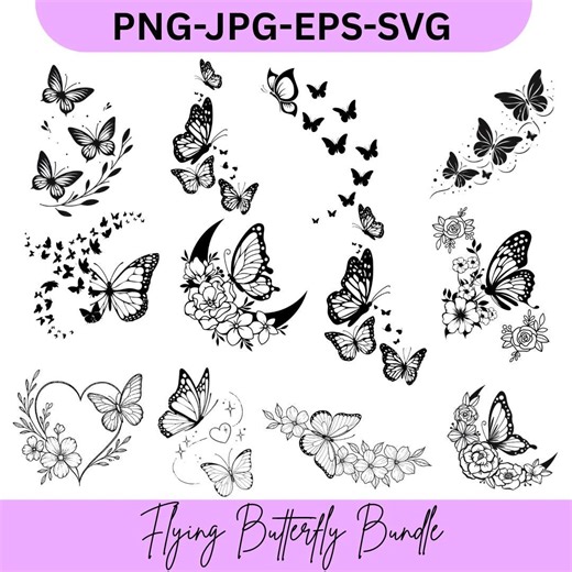 Flying Butterfly PNG Bundle | Colorful Butterfly Clipart | Nature Insect PNG Pack | Sublimation & Cricut Digital Download - Etsy