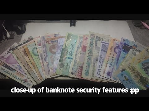 close-up of banknote security features :pp