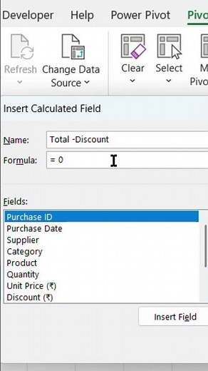 Add formula in pivot table #excel #shorts #learning