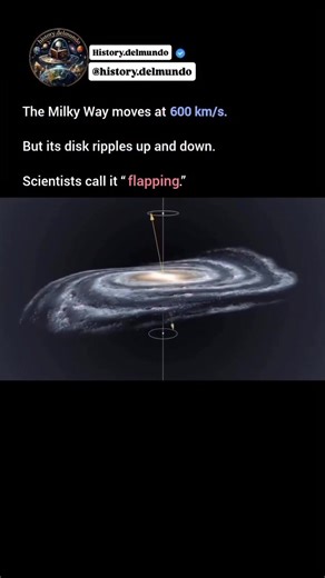 #tiktoklearningcampaign The Milky Way isn’t just drifting through space — it’s racing at nearly 600 km/s relative to the cosmic background. But that’s not the strangest part… Scientists have discovered that our galaxy doesn’t move smoothly. Its disk actually ripples up and down, shaped by the invisible pull of dark matter and past encounters with nearby galaxies. This motion is often described as a kind of cosmic “flapping” — like a massive wing slicing through space. So we’re not just orbiting 