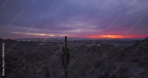 Time-lapse of a beautiful sunset fading into a dark night sky over the Sonoran desert in Phoenix, Arizona.