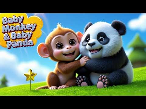 Baby Monkey & Baby Panda – Fun Kids Rhyme Cartoon! 🐵🐼🎵 | Cute Animal Song for Children