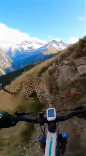 Biker trouble with Leopard! Scary! #youtubeshorts #biker #scary #bike
