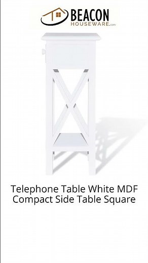 Telephone Table White MDF Compact Side Table Square