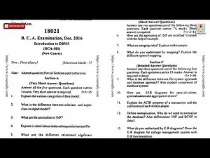 BCA 5TH SEM INTRODUCTION TO DBMS DEC 2016 | CCSU