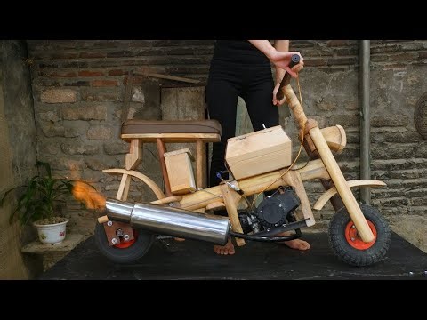 Building a Gas-Powered Motorcycle from Wood Using Simple Craft Materials