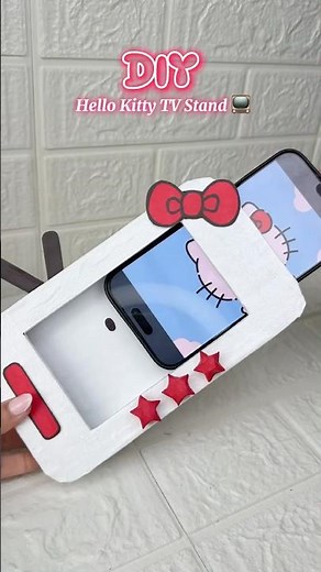 DIY Hello Kitty TV Phone Stand! 📺🎀 | Upcycled Cardboard Craft