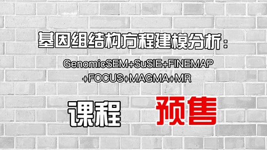 新课预售，基因组结构方程建模分析：GenomicSEM+SuSIE+FINEMAP+FOCUS+MAGMA+MR