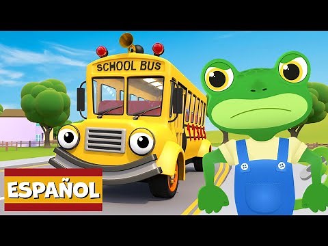 Las ruedas del autobús escolar girando van | Garaje de Gecko | Carros para niños | Vídeos educativos