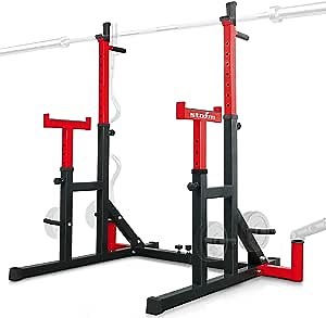 STOZM Combo Barbell Rack & Adjustable Weight Bench (Red)