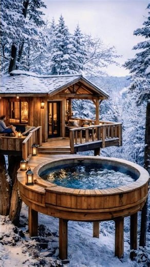 ❄️🏕️ HICIMOS UNA CASA EN UN BOSQUE NEVADO… ¡CON JACUZZI! 😱🔥 #Shorts #Viral #Aventura
