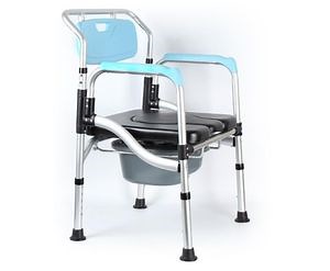 [Hot Item] Portable Foldable Commode Chair with Steel Chrome Frame Fixed Armrest