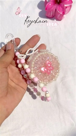 The Prettiest DIY Keychain Idea🦋✨🎀 #diy #keychain #diyideas #shorts #craft #diykeychain