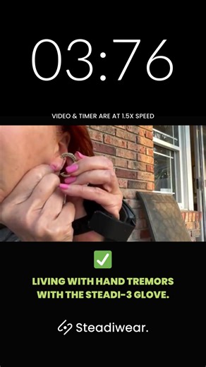 We put the Steadi-3 Glove to the test. ⏱️ How long does it take to put on earrings with tremors… and without stabilization? Now compare that to with the Steadi-3 Glove! Sometimes it’s the small everyday moments that make the biggest difference. 💙