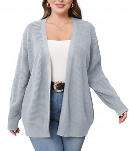 Daystry Fall Winter Womens Plus Size Open Front Casual Long Sleeve Chunky Cable Knit Classic Sweaters Cardigan