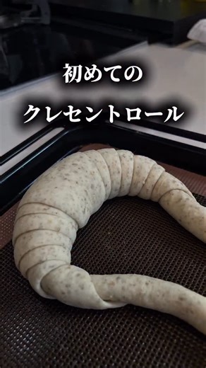 ちゃんあり on Instagram: "初めてのクレセントは難しかった、、、、 リールでプロの方がクレセントの成形を瞬殺でやってるのを見てこれは挑戦しないと！！！🔥と火がついてしまいました ほんとうに難しい。どうやってるのかわからん！ でもまた挑戦してみたいパンです。 まだクレセントロールを食べたことないのでたべてみたいです🤤 新年明けましたけど、私はお正月太りで＋４キロも蓄え 今必死に落としてる最中です、、、アハ 後３キロ、、がんばる😭 #クレセントロール #クレセント #パン #빵 #bakery"