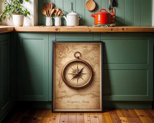 Navigator’s Compass Vintage Poster | Antique Map Wall Art | Maritime Study Print | Nautical Printable - Etsy