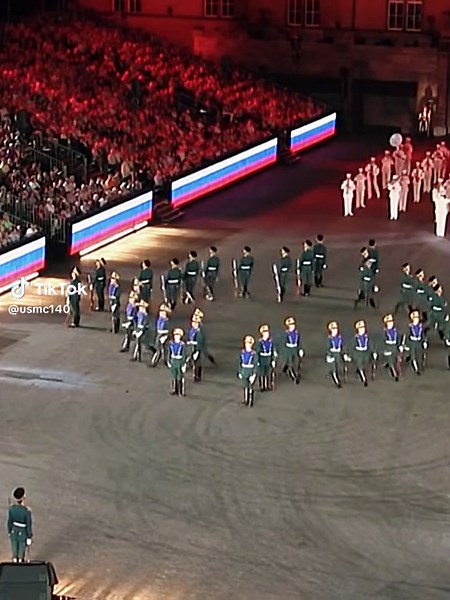 Synchronized Military March Performance in Arena