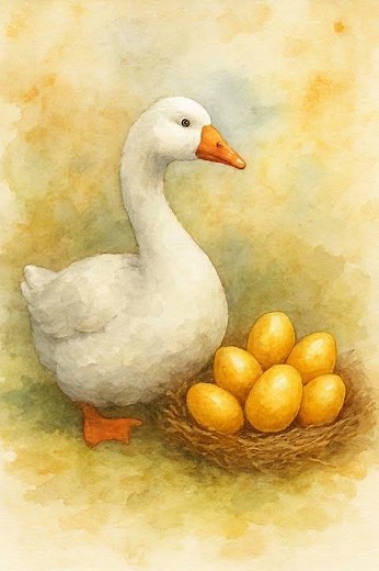 The Goose that Laid the Golden Eggs (Aesop's Fables) #fable #aesop #homeschooling #goose #greedy