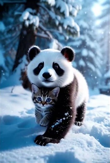 Frozen Kitten Saved by Panda | Emotional Animal Rescue #animalrescue #disney #rescuelife