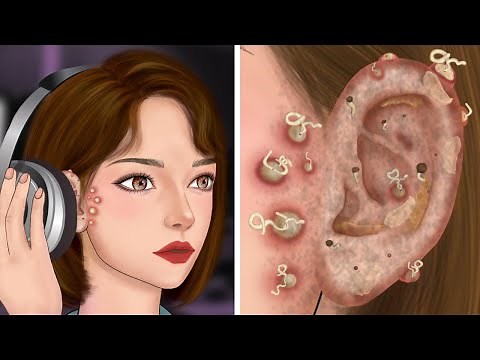 ASMR Pimple blackhead and sebaceous cyst removal for famous singer - 가장 시원한‼️귀드름 블랙헤드 압출 애니메이션