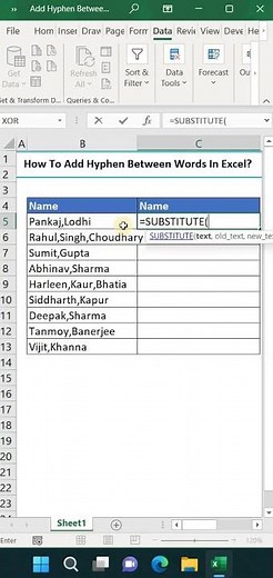 How To Add Hyphen Sign Between Words in Excel || Excel Tricks || #shorts