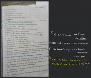 Rewrite the following formulae in algebraic expressions.... | Filo