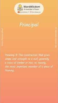 What does "Principal" mean? | English vocabulary shorts | #principal #wordwisdom