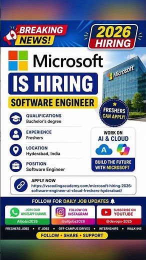 Microsoft Hiring 2026 | Software Engineer | Freshers | Hyderabad | Apply Now