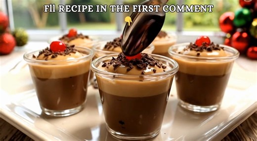 🎄 Christmas Chocolate Kahlua & Baileys Pudding Shots | Protein: 7g 💪 Creamy, boozy, and irresistibly smooth — these "Christmas Chocolate Kahlua & Baileys Pudding Shots" are the ultimate grown-up holiday treat! 🍫🥂 With rich chocolate layers infused with coffee liqueur and Baileys, topped with a silky cream and festive cherry, every spoonful tastes like pure Christmas cheer. ❄️✨ 📝 Ingredients: ✦ 1 box (5 oz) instant chocolate pudding mix ✦ 1 cup cold milk ✦ ½ cup Kahlua (coffee liqueur) ✦ ½ c