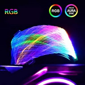 Funtin 24 Pin ATX RGB Synchronized Sleeved Cable, Software Synchronization 24PIN ARGB Extension Cable Kit, 5V 3Pin Synchronous for Gigabyte ASUS MSI X570 AM4 Z390-A B450 B550