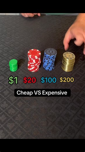 Chip Tricks on Instagram: "These prices are based on what you would pay for a set of 100 chips bar $1 chips which are just worth next to nothing but is probably a coupe more dollars for 100. Which would you buy???? #chiptricks #pokerchips #cheapvsexpensive"