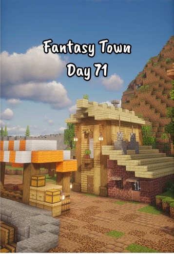 Day 71 of building a fantasy town in Minecraft! Buildings market stalls near the dock with a small cozy house. #minecraftbuilding #Minecrafttips #Minecraft #minecraftiktok #minecraftbuildingideas