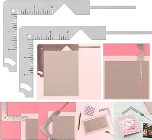 2Pcs/Set,Book Cover Guide,5-in-1 Stainless Steel Metal Bookbinding Cover Tool for Making Book Cover Creating Book or Album Covers Out of Chipboard Makes Creating Covers Out of Chipboard Simple