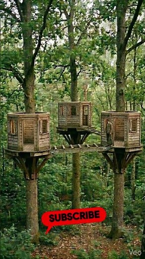 Triple cabin treehouse from start to finish #build #timelapse #forest