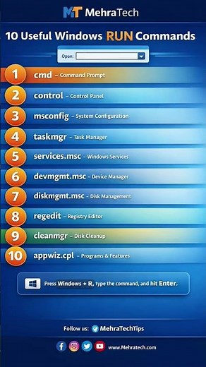 Boost your productivity with these 10 Useful Windows RUN Commands 🚀