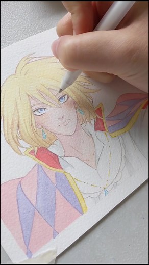 it's been awhile, y'all #howlsmovingcastle #howlpendragon #studioghibli #fanart #share #fy #fyp #watercolor #painting