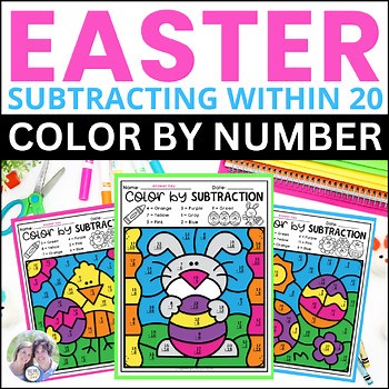 Easter Subtraction Color by Number Spring Math Facts Practice Coloring Pages
