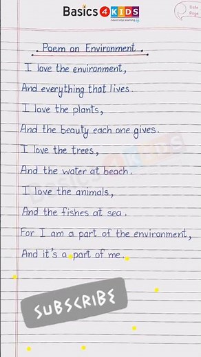 Poem on Environment in English | Beautiful Save Environment Poem | Save Nature Save Earth Poem