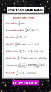 USEFUL DERIVATIVES MATH NOTES!! Don't forget to follow for more. Thank you po. #mathnotes #mathematics #mathtricks #MathTricksTutorial #maths #mathtrick #mathtutorial #basicmath #basicmathreview #viral #trending #educational #mathshortcut #mathhacks #tutorial #lovemath #mathematicstutorial #mathreview #reels #reelsvideo #reelsviral #reelsfb #fyp #FORYOU | Math Tricks Tutorial