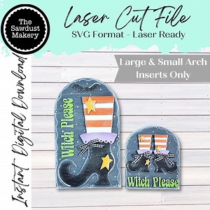 Interchangeable Large & Small Arched Boho Sign Insert | Witch Please Boot Sign | SVG Laser File | Boho Sign | Seasonal Interchangeable SVG - Etsy
