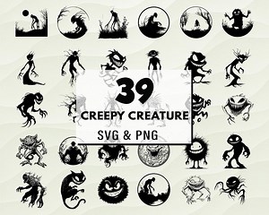 Creepy Monster SVG PNG Bundle, Scary Creature Clipart for Halloween, Gothic Horror Cut Files for Cricut, Halloween Ghost Silhouette Svg Png - Etsy UK