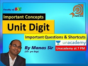Unit Digit Complete Concept By MathPro by Manas Sir