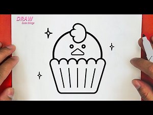 HOW TO DRAW A CUTE CUPCAKE,STEP BY STEP, DRAW Cute things