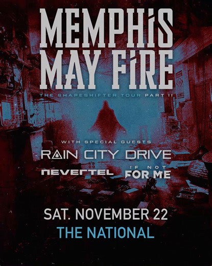 We’re officially one month out! Memphis May Fire hit The National on Nov 22 💥 Don’t miss your chance to feel the energy live - Tickets on sale now!🔥🎸 | The National