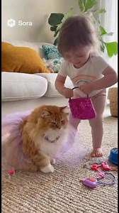Cool Kitty, Patient Kitty 🐱✨ A little girl plays dress-up with her very patient cat — purses, glasses, even a “doctor stethoscope.” Through every silly accessory, the kitty just sits there calmly until she proudly declares: “Cool kitty!” Now it’s your turn — does your cat (or pet) let you dress them up too? Drop a pic in the comments! 👀💛 #CoolKitty #SweetMoments #PetLove #AI — created with Sora AI | JoyScroll