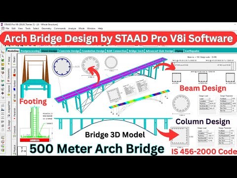 Arch Bridge design by STAAD Pro Software | Civil Engineering | Bridge design | Shravan | structural