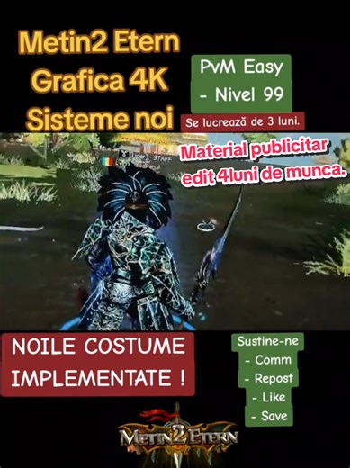 M-am săturat să văd munca de luni de zile distrusă în secunde pe servere făcute doar pentru donații. Știu că și voi ați obosit să investiți timp în caractere care dispar peste noapte..:(( ​Metin2Etern nu e un simplu server, e o declarație. ​În timp ce alții dorm, eu rescriu codul. nu dau copy-paste, nu cârpesc. Construiesc adanc stabilitate , ceva total diferit. Am creat un PvM Easy, Lv 99, care respectă jucătorul: fără farmat infinit, fără stres, doar plăcerea jocului curat, clasic, dar cu sist