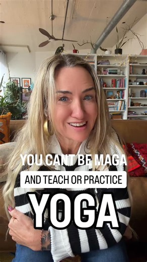 Shelley Carroll | Yoga + Retreats Expert on Instagram: "You can’t be MAGA and teach or practice yoga. Not because of “politics”—but because of ethics. Yoga is a liberation tradition with moral obligations. Ahimsa is non-harm. ICE is harm. Policing bodies is harm. Criminalizing existence is harm. Silencing dissent is harm. Silence is not neutrality. It is participation. What we are watching right now in the wellness world is spiritual bypassing and gaslighting— Using calm as cover. Using “unity”