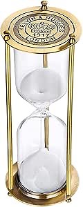 15 Minute Sand Timer, Vintage Hourglass,Antique Brass Sand Clock,Vintage Sand Watch 15 Min,Antiguo Reloj De Arena 15 Minuto,Metal Unique Sandglass for Gifts Games Cooking Home Decoration